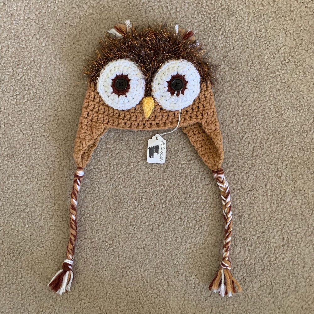 Handmade Knit Owl Baby Hat